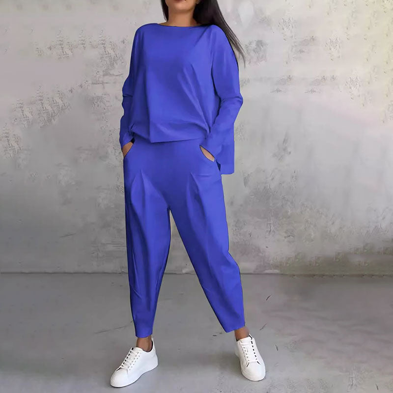 🎉HOT SALE💖Round-Neck Long-Sleeved Top & Pants 2-Piece Set
