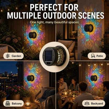 🎁2026 New Arrivals💥Solar Mandala Wall Light Outdoor Garden Fence Projector Lamp Patio Ambient Decor