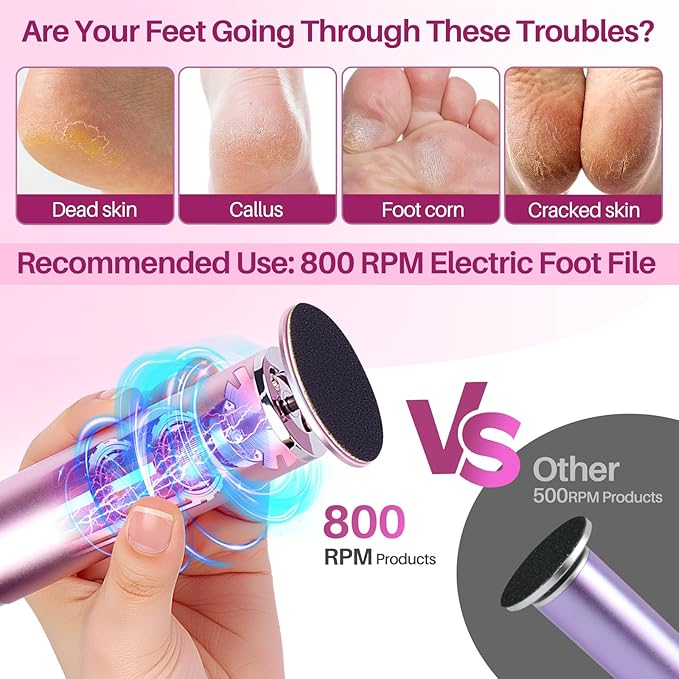 LIONVISON Electric Foot Callus Remover: Adjustable Speed Foot File