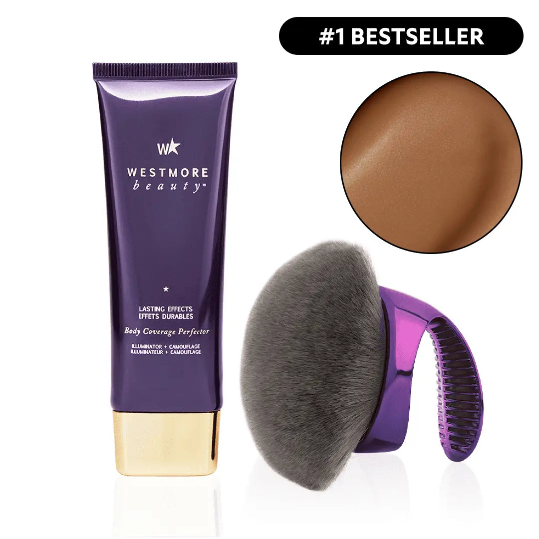 Westmore Beauty Body Coverage Perfector 3.5oz + X-Large Buffer Brush - Flawless Body Makeup, Concealer for Scars, Spots, Veins, Tattoos and More Blend Cosmetic